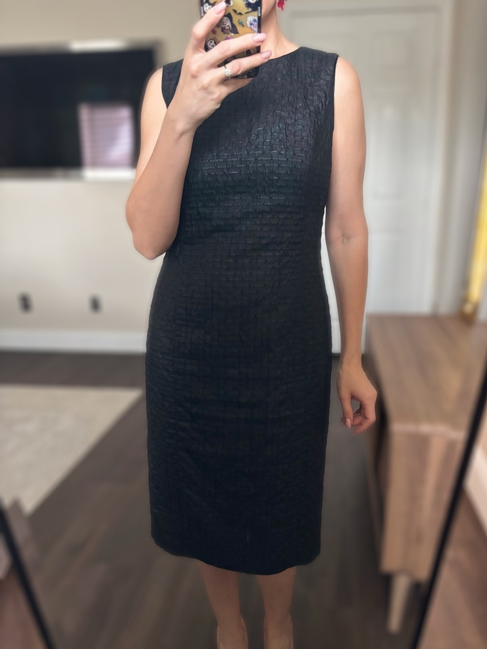 Caractere Classic Sleeveless Black Sheath Pencil Dress Sz M
